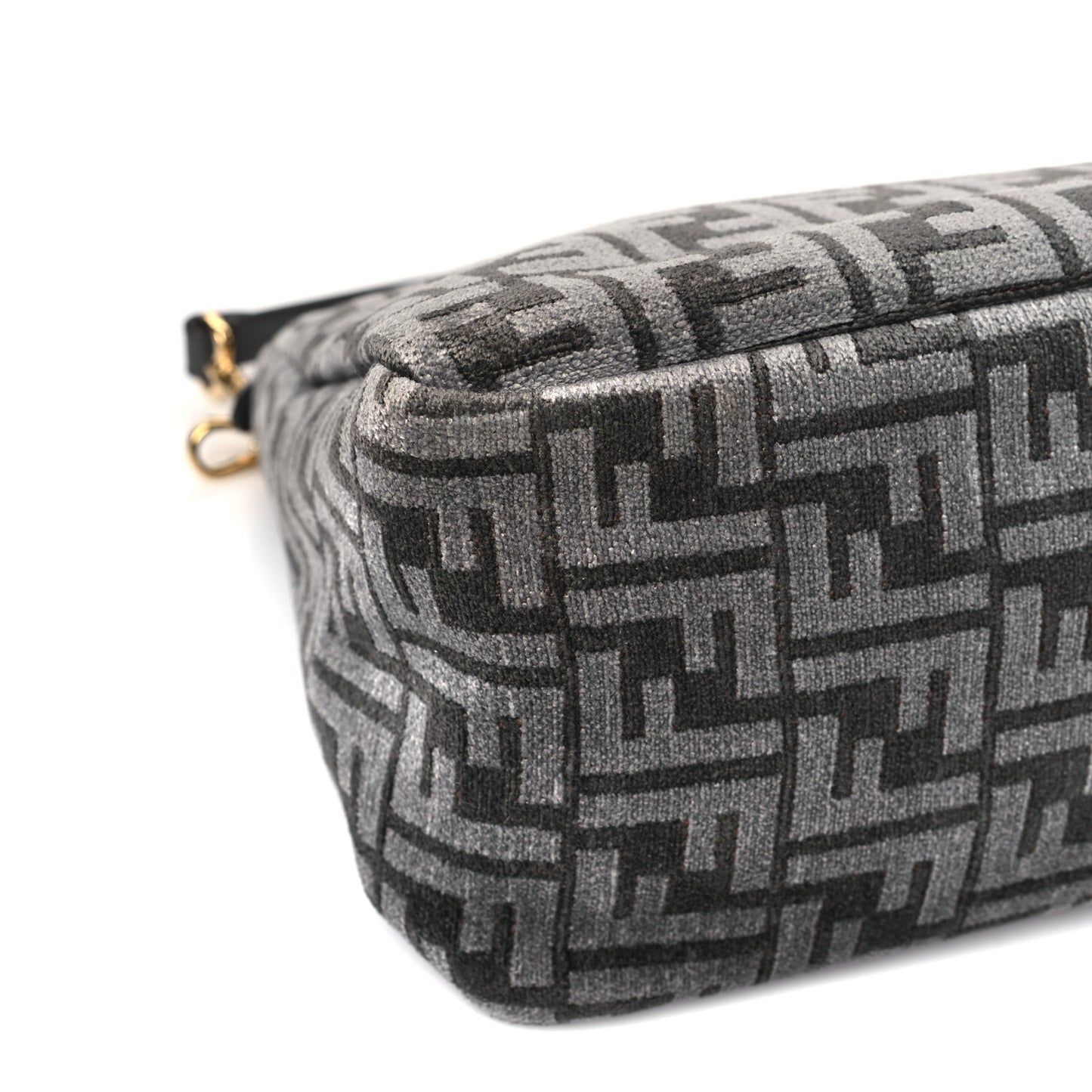 Chenille Vitello Seta Plexiglass FF Fendi O'Lock Zipper Anthracite Asfalto