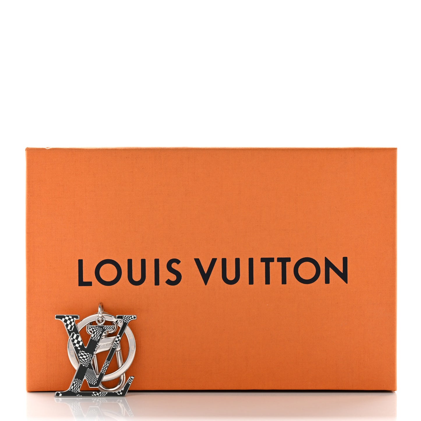 LV Distorted Damier Bag Charm Key Holder Black