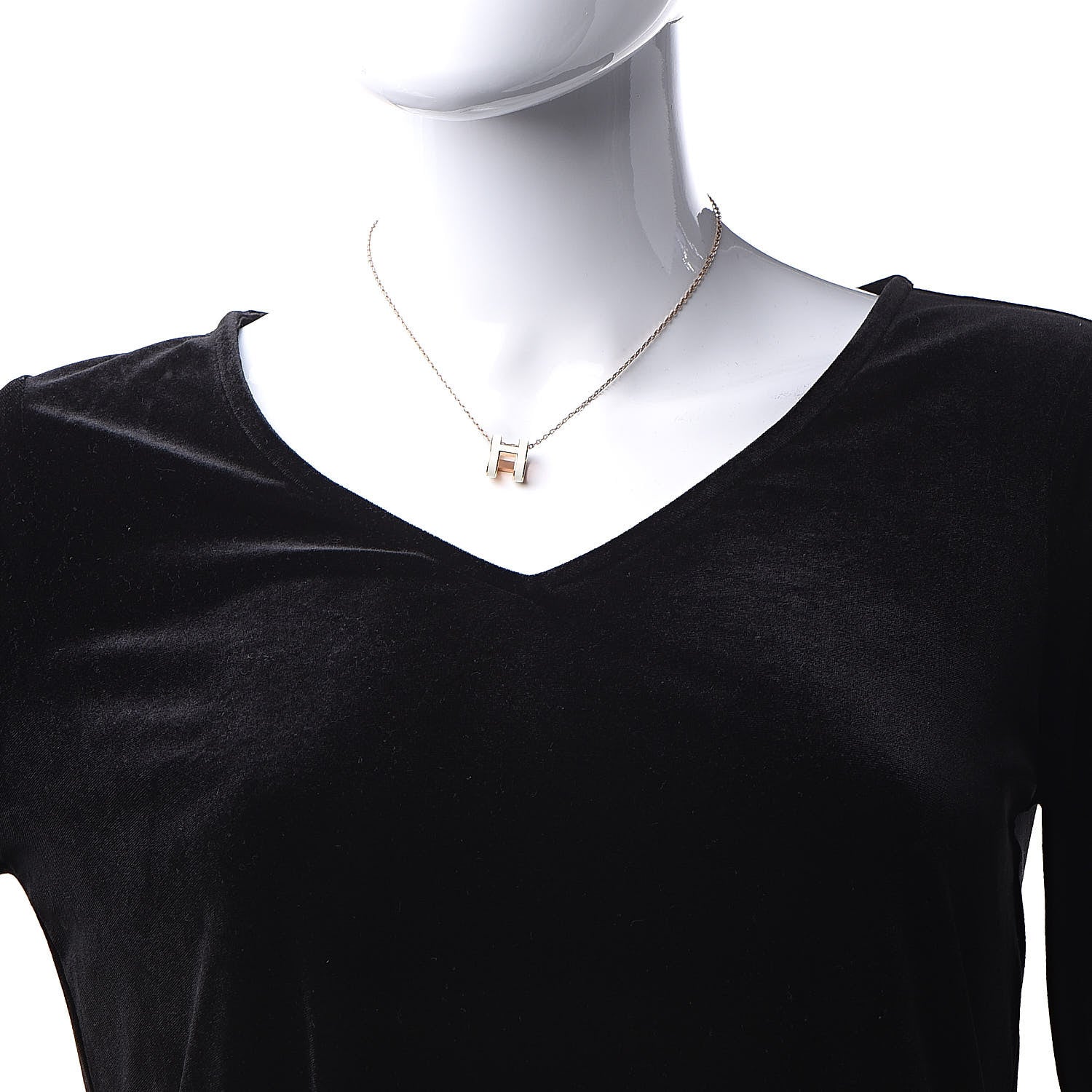 Hermes Lacquered Gold Pop H Pendant Necklace White 2 of 5