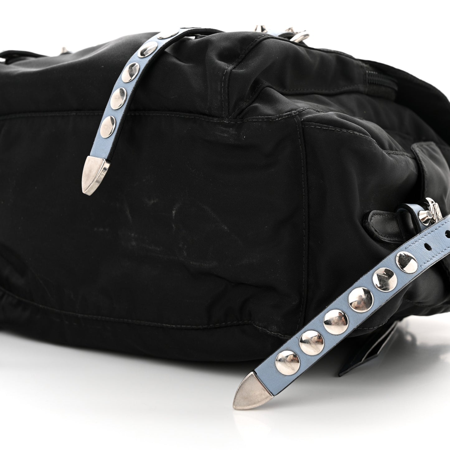 Nylon New Vela Studded Messenger Bag Black