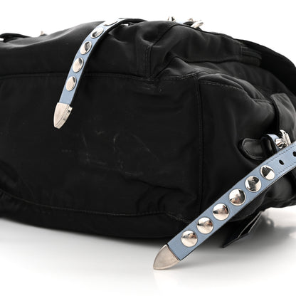 Prada Nylon New Vela Studded Messenger Bag Black 9 of 12
