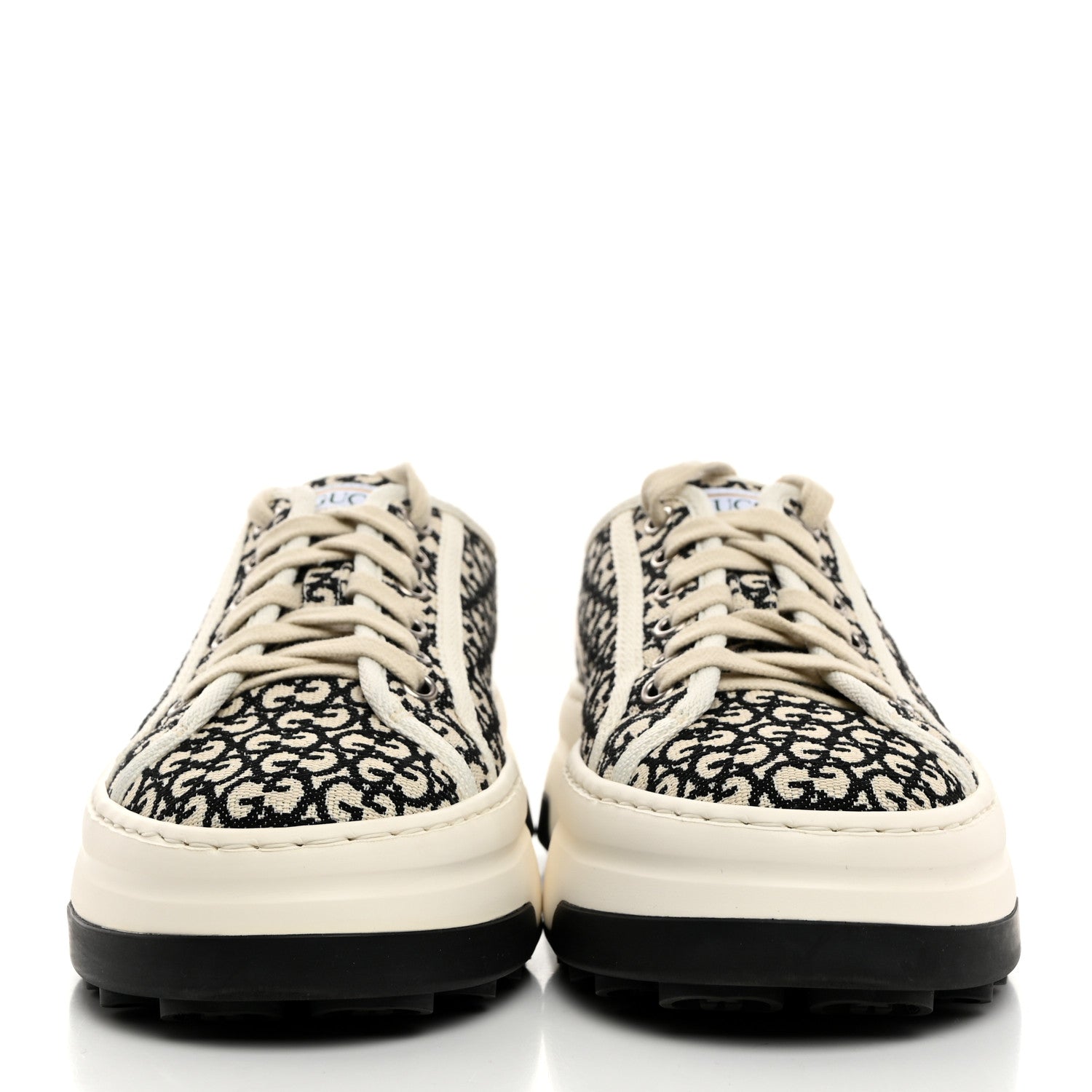 Gucci GG Monogram Jacquard Womens 1977 Tennis Platform 52mm Sneakers 38 Black Mystic White 2 of 8