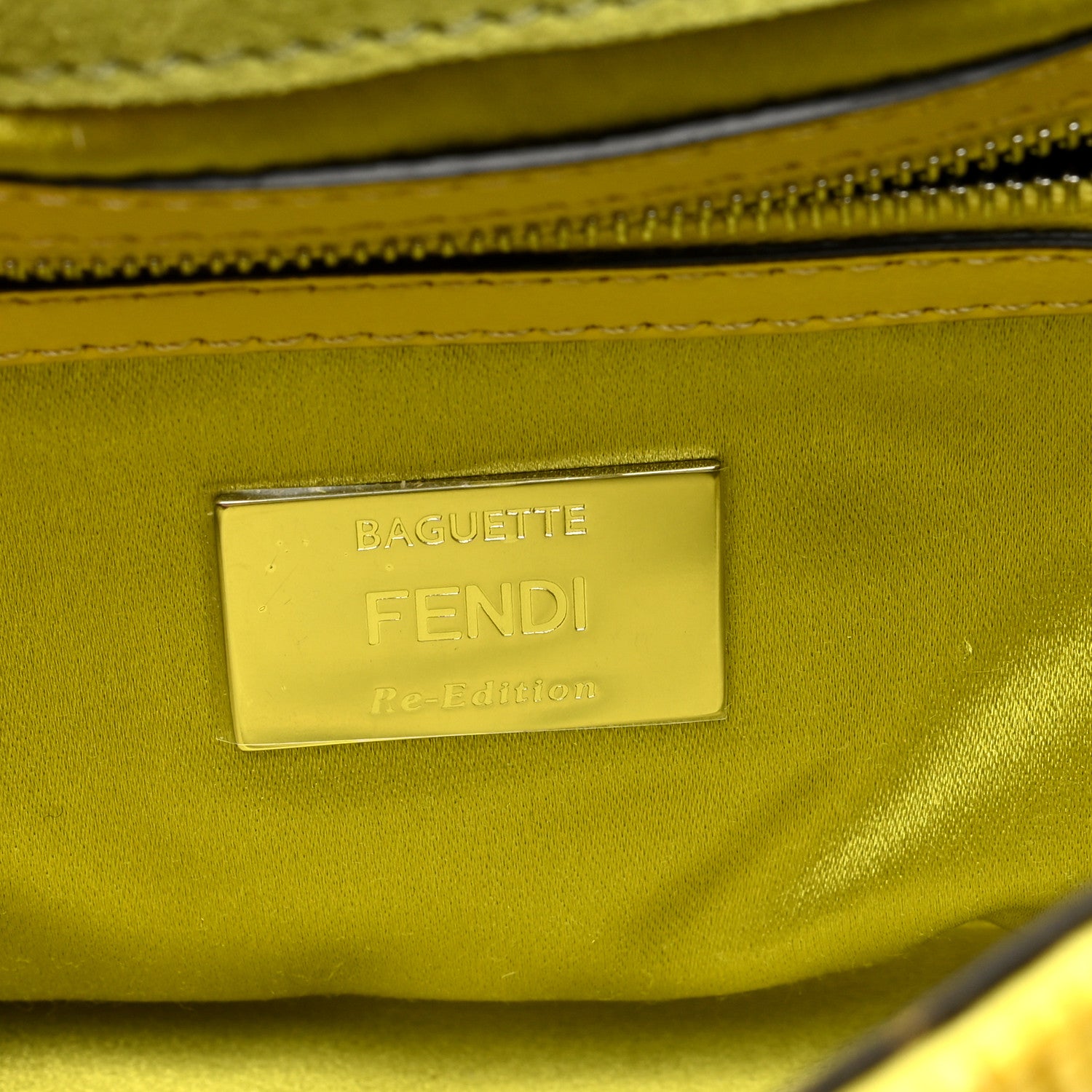 Fendi Rolling Stone Vitello Seta Bead Embroidered Re-Edition Baguette Giallo 6 of 10