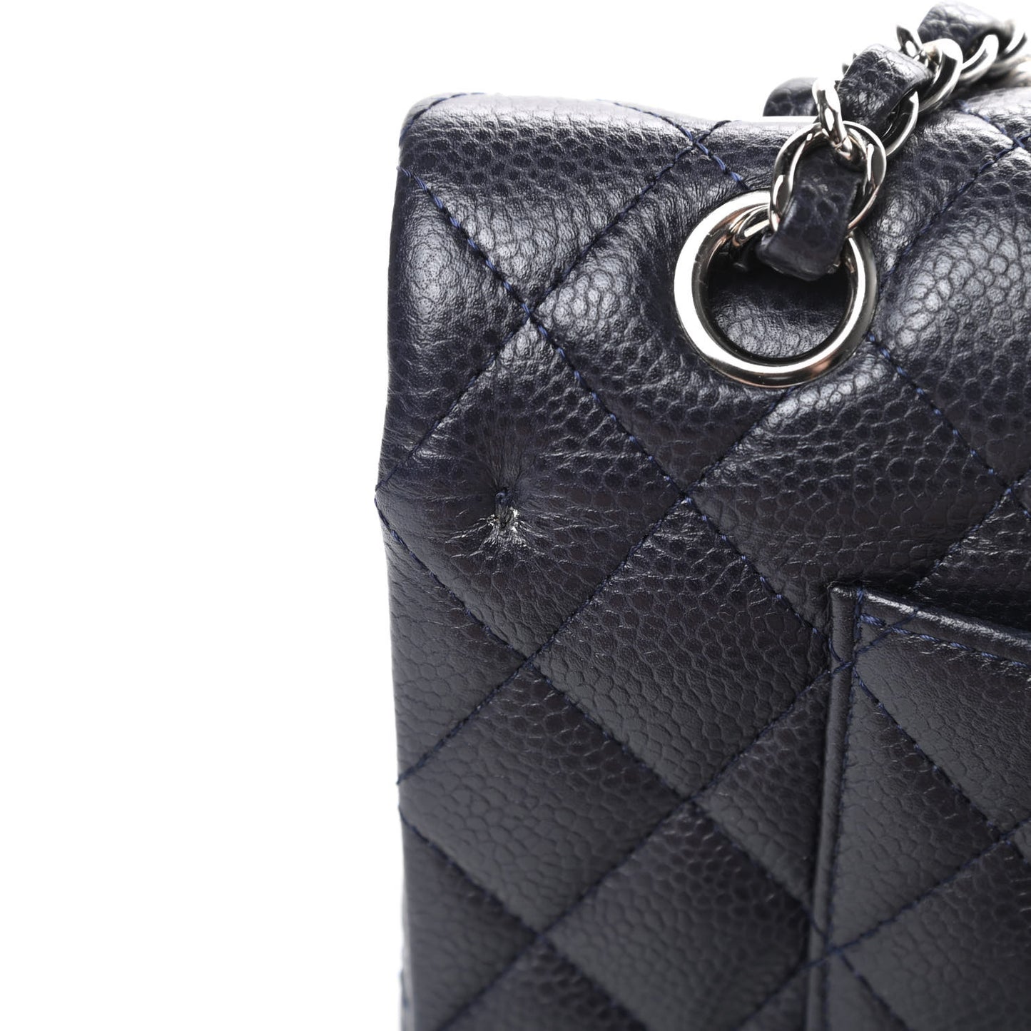 Lambskin Quilted Medium Double Flap Navy