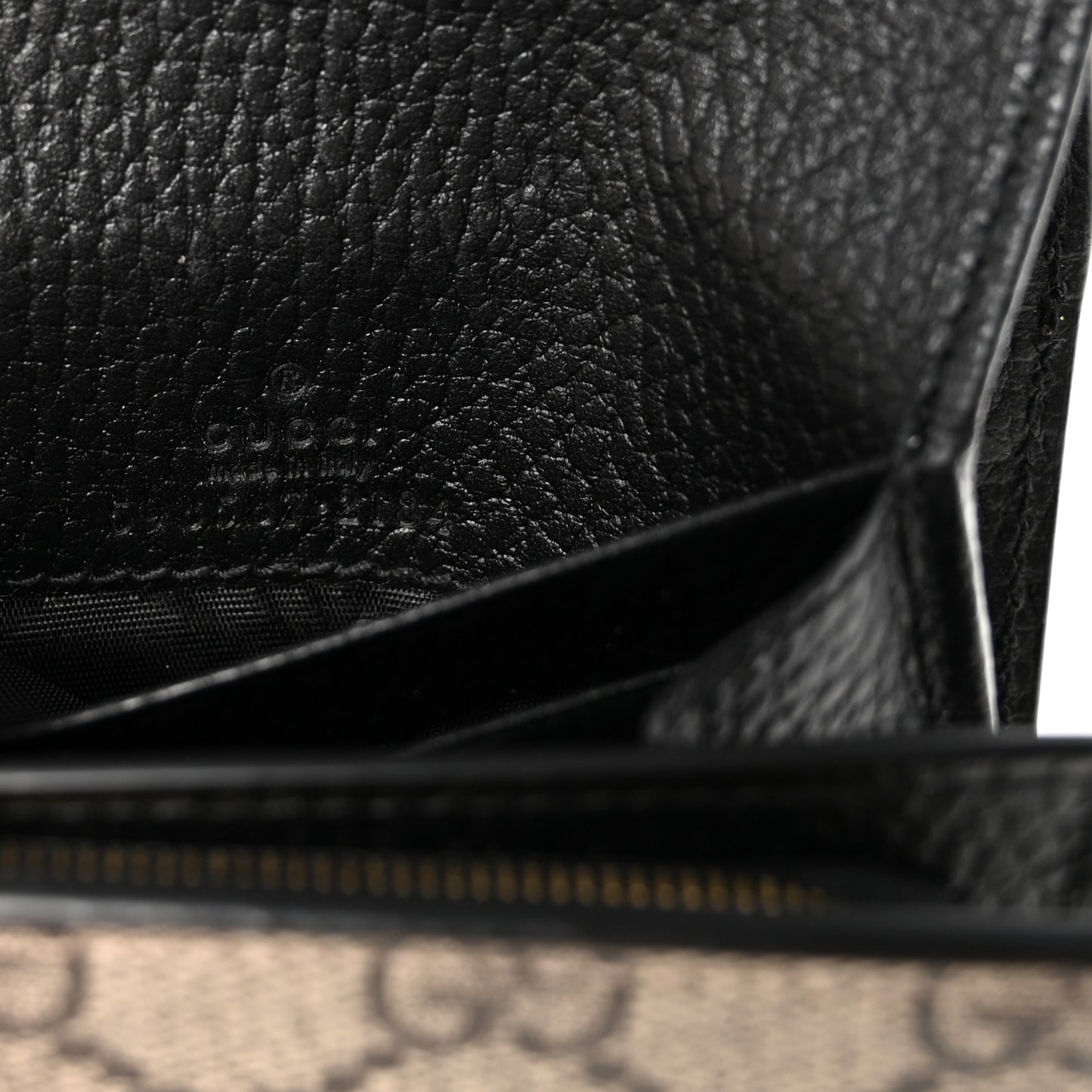 Dollar Calfskin GG Supreme Monogram Medium GG Marmont Wallet Black Beige Ebony