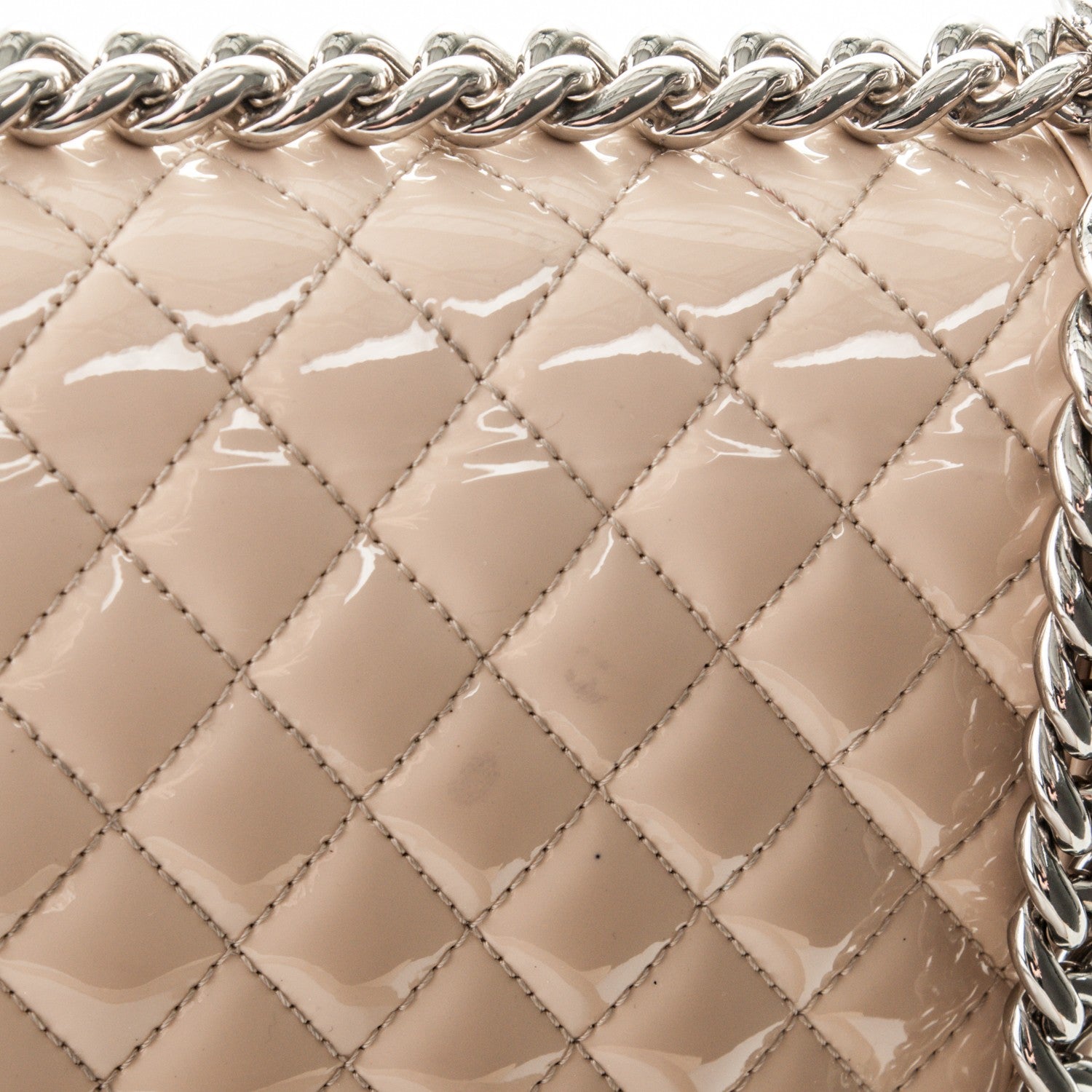 Chanel Patent Calfskin New Medium Boy Flap Plexiglass Beige 12 of 17
