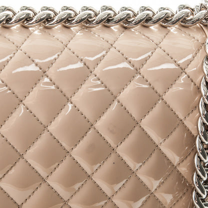 Chanel Patent Calfskin New Medium Boy Flap Plexiglass Beige 12 of 17