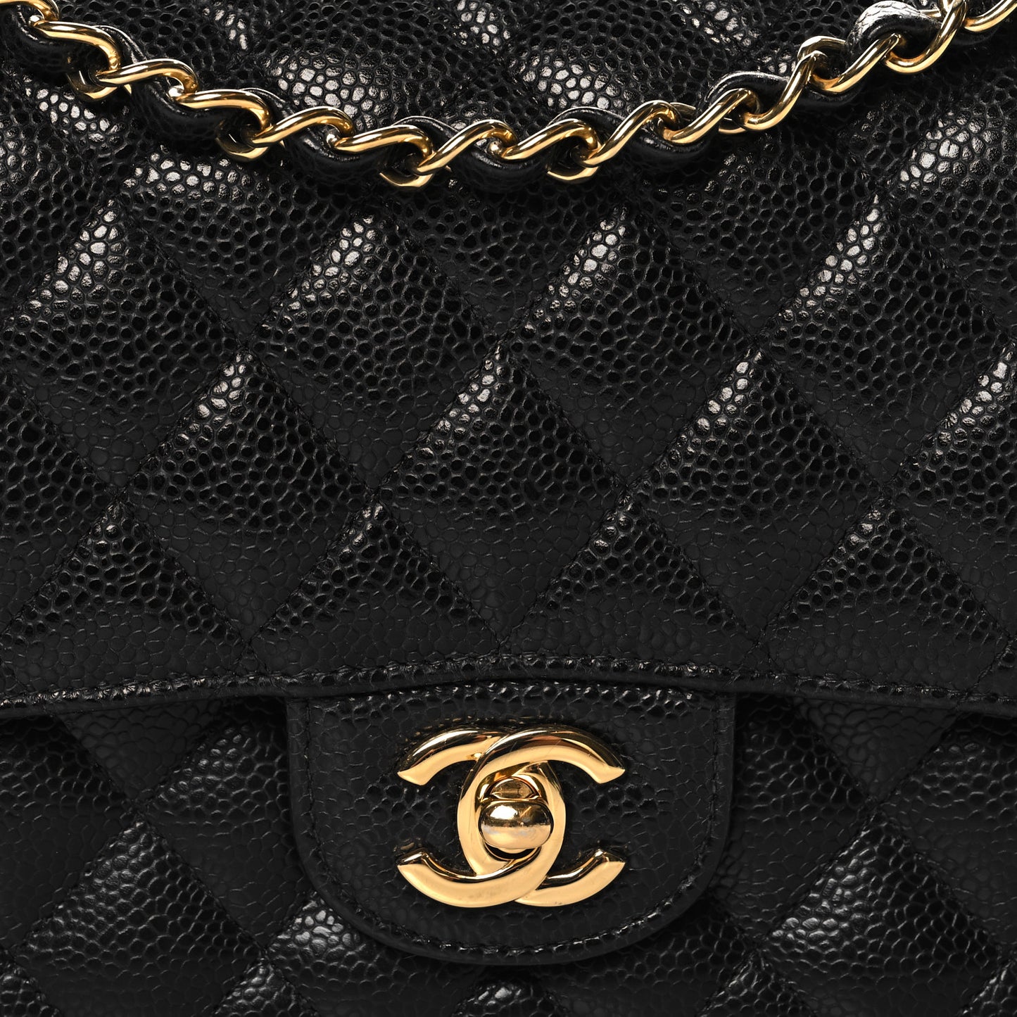 Caviar Quilted Medium Double Flap Black