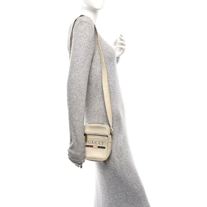 Gucci Grained Calfskin Mini Logo Messenger Bag White 2 of 10
