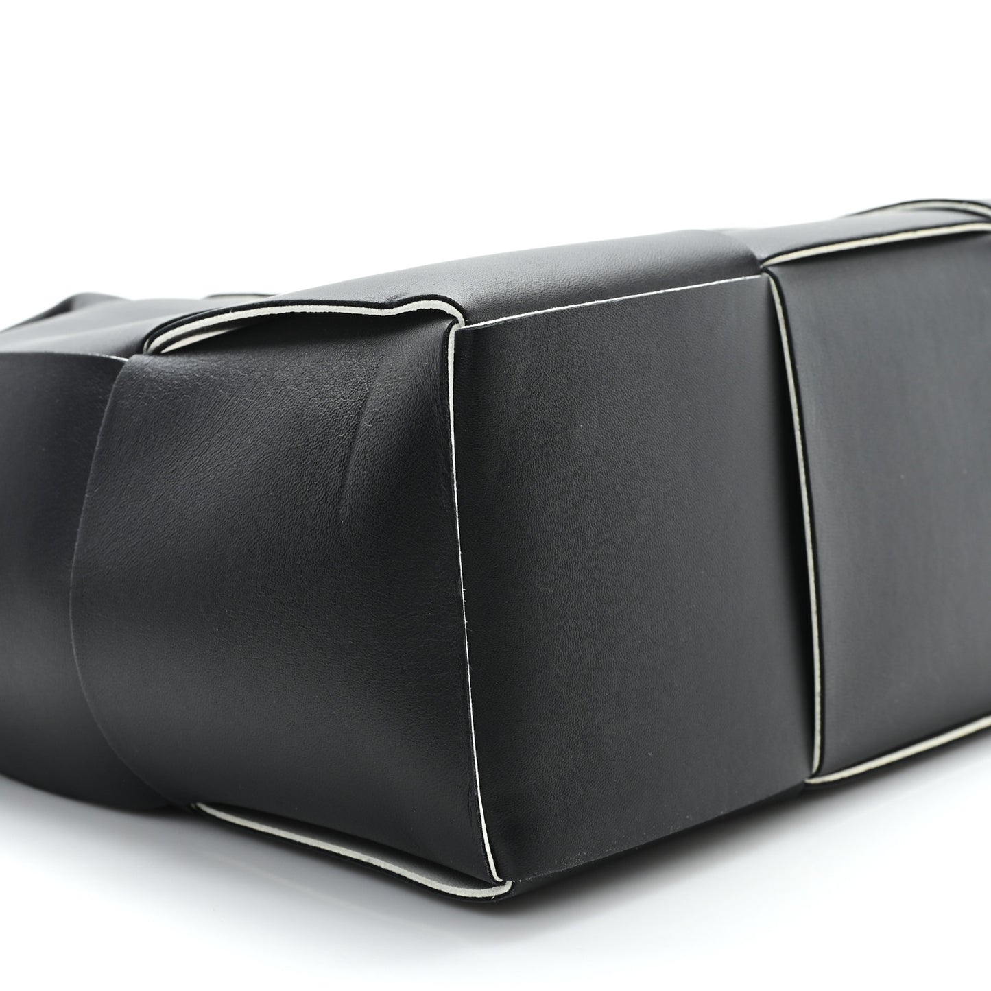 Nappa Maxi Intrecciato Small Arco Tote Black White