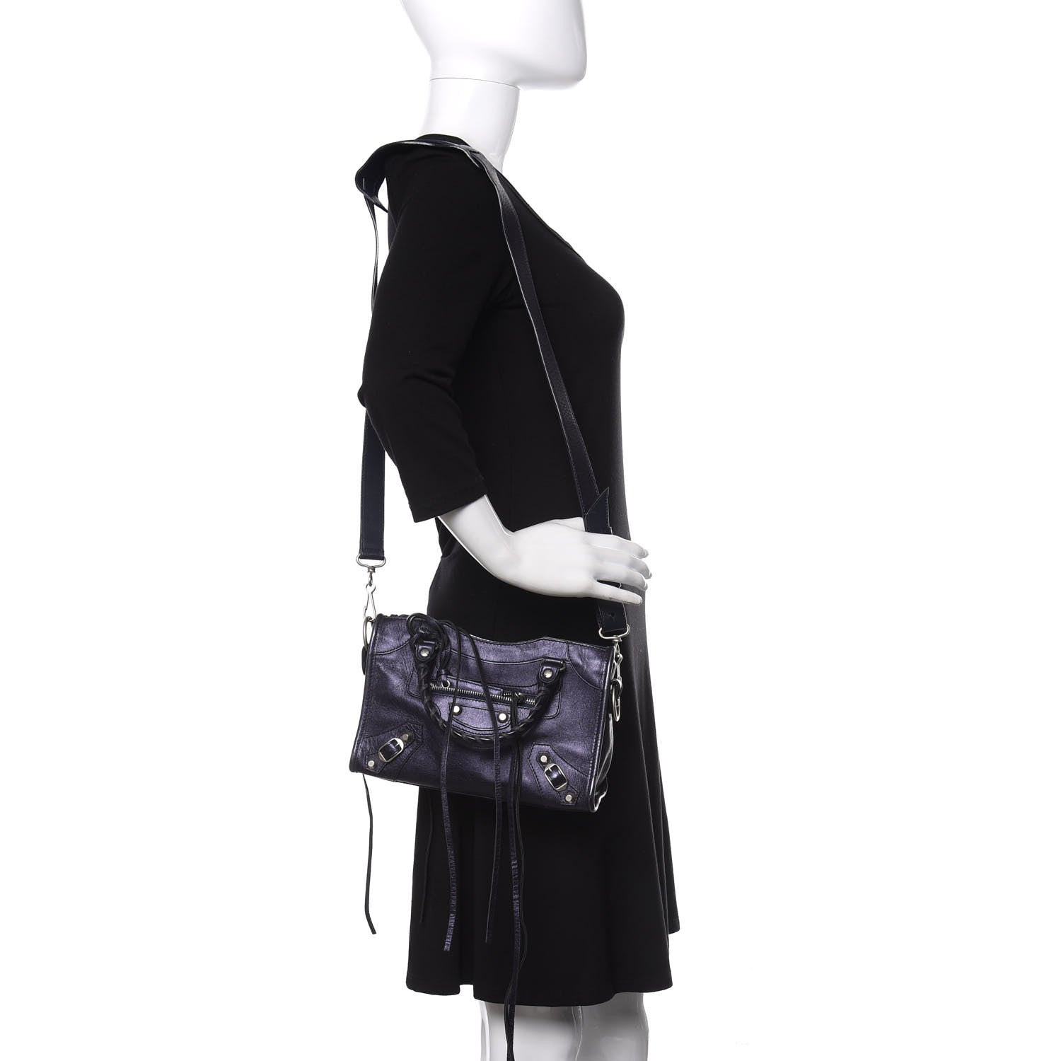 Balenciaga Metallic Agneau Classic Silver Hardware Mini City Maree 2 of 10