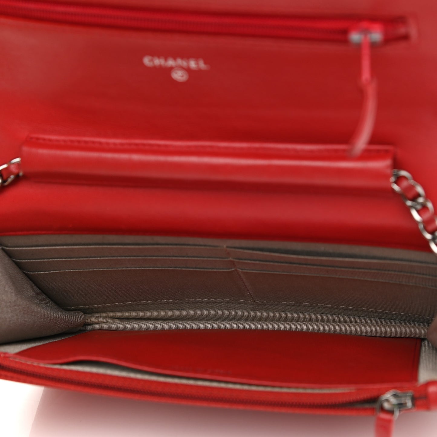 Lambskin Quilted Boy Wallet On Chain WOC Red