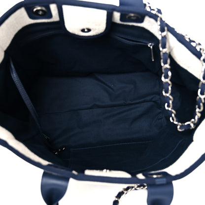 Chanel Woven Straw Raffia Medium Deauville Tote White Navy 5 of 14