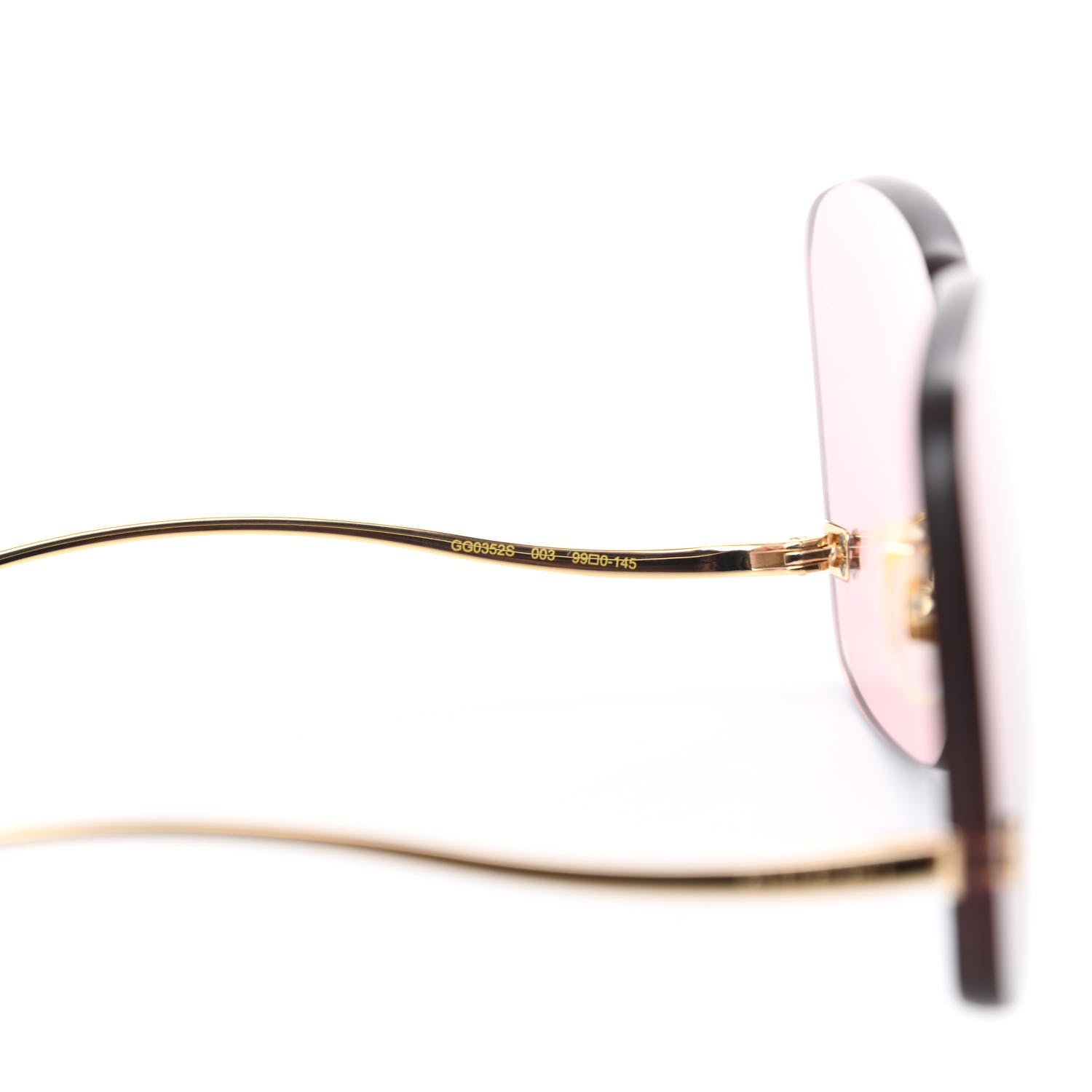 Gucci Rimless Sunglasses GG0352S Gold Flash Pink 5 of 8