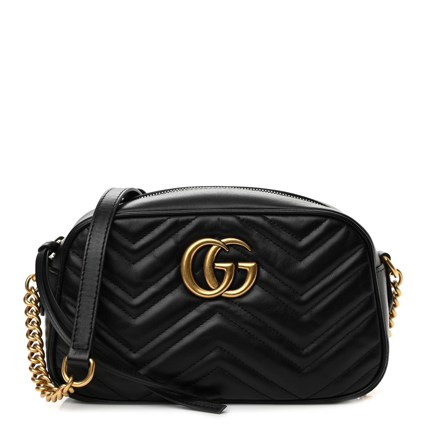 Calfskin Matelasse Small GG Marmont Chain Shoulder Bag Black
