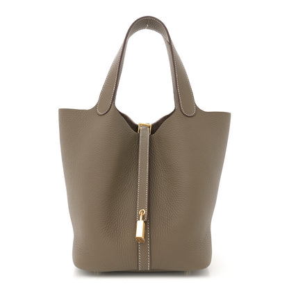 Hermes Taurillon Clemence Picotin Lock 22 MM Etoupe 1 of 11