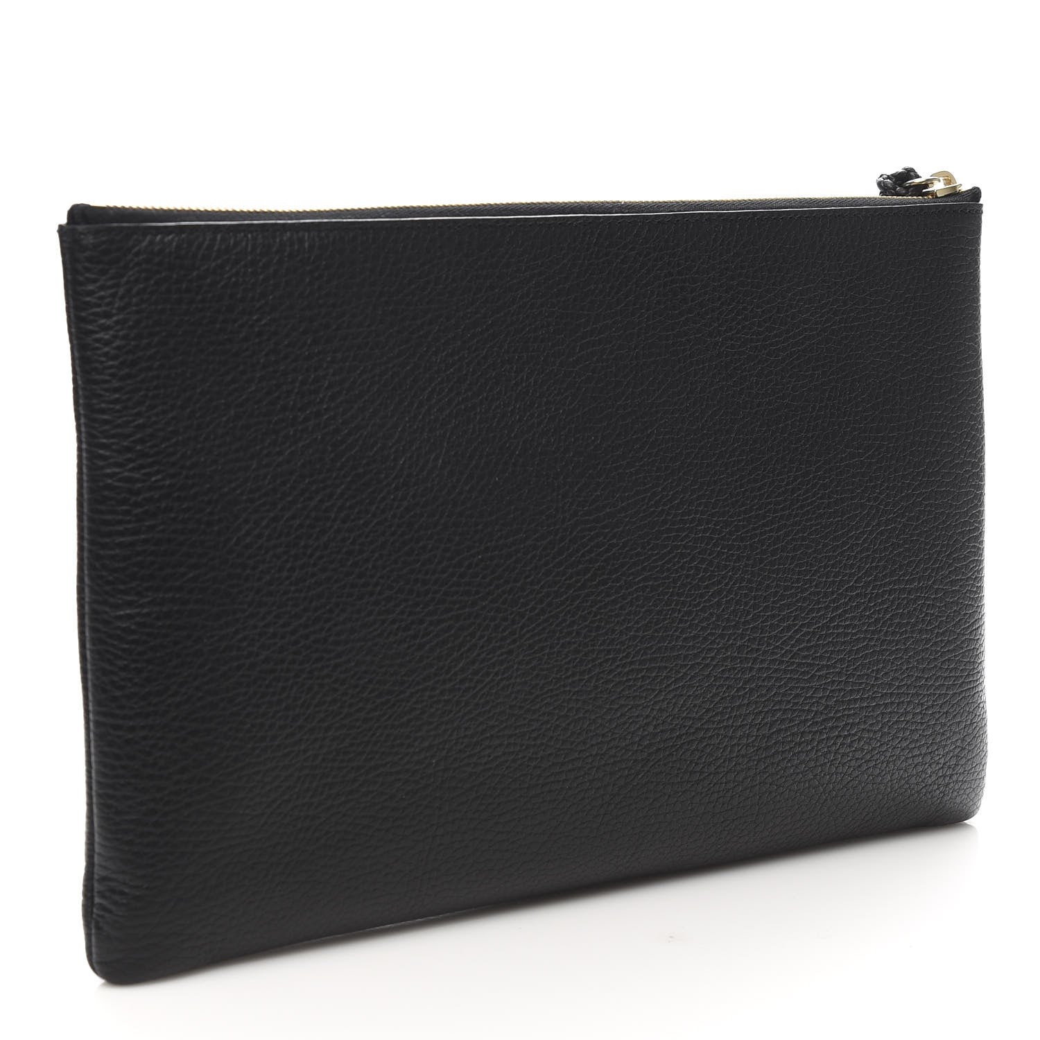 Gucci Pebbled Calfskin Large Bamboo Clutch Black 3 of 9
