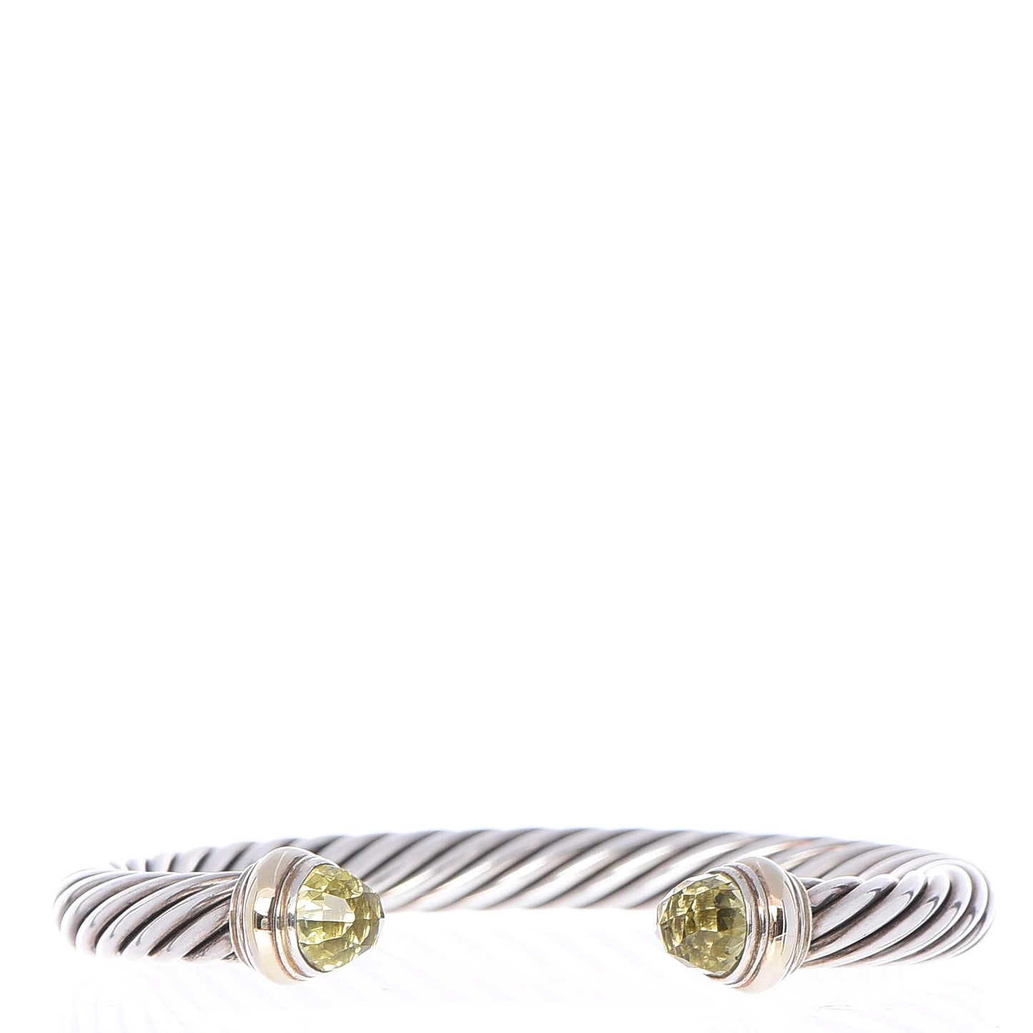 Sterling Silver 14K Yellow Gold Peridot 7mm Cable Classics Bracelet