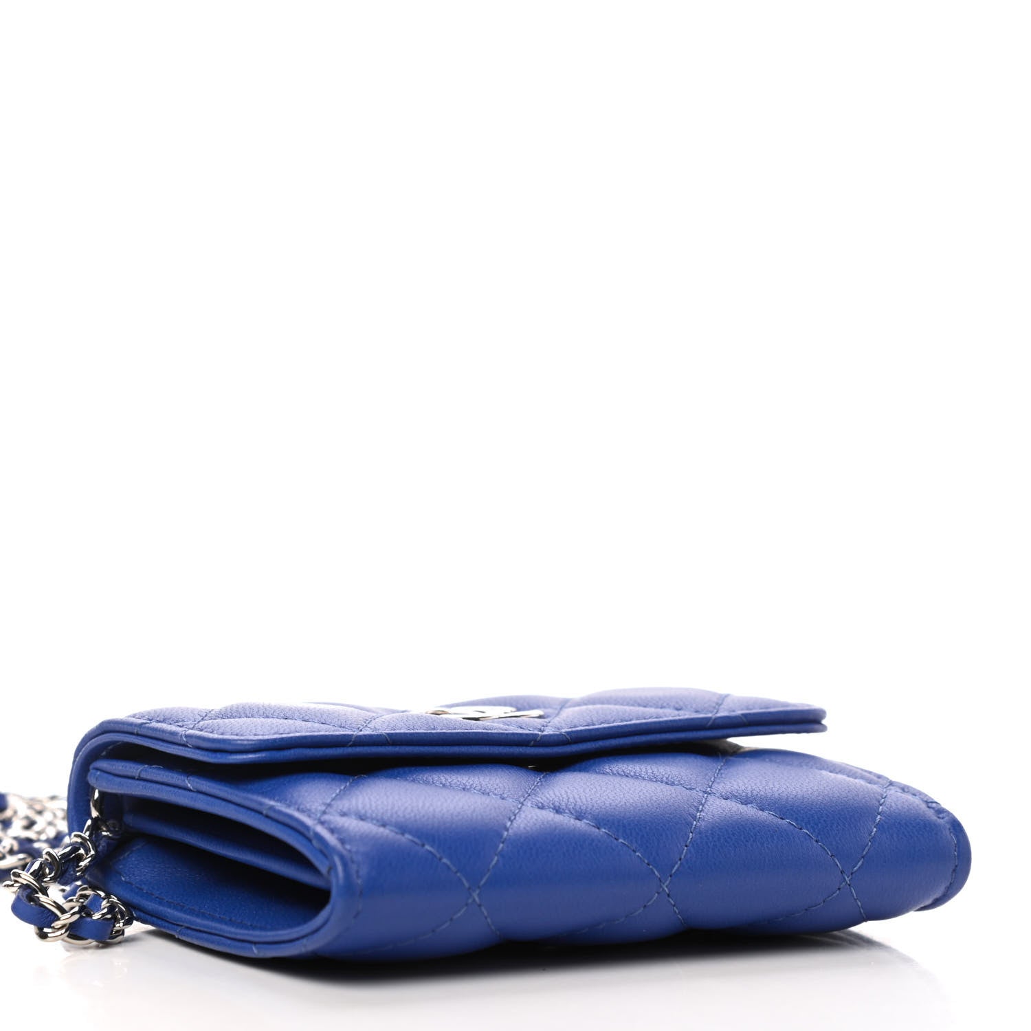 Chanel Lambskin Quilted Flap Card Holder On Chain Blue 4 of 9
