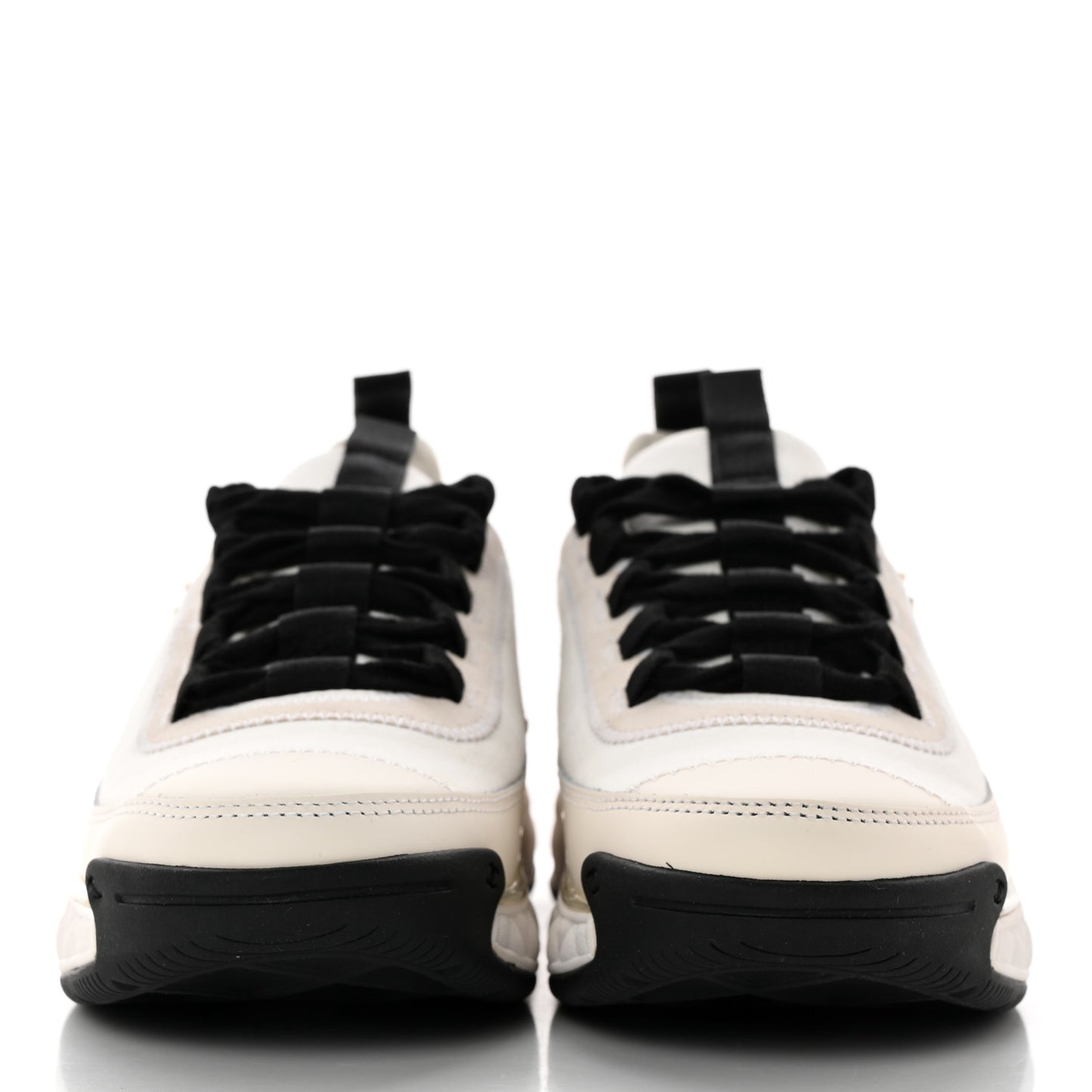 Velvet Calfskin Mixed Fibers CC Sneakers 36 Ivory Black