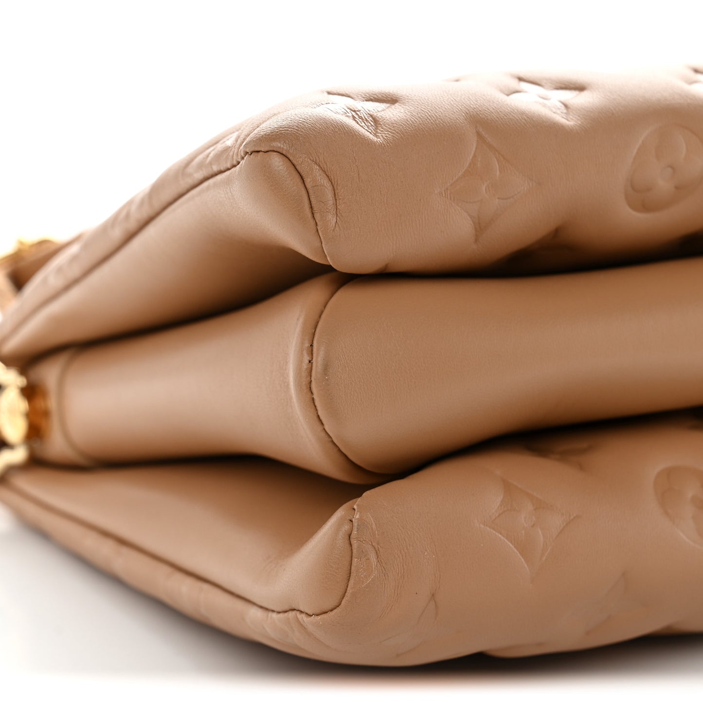 Lambskin Embossed Monogram Coussin PM Camel