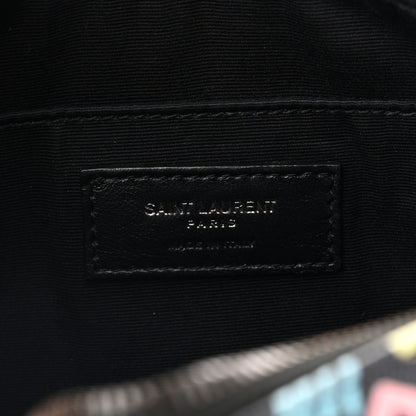Saint Laurent Grain De Poudre Medium Classic Monogram Multicolor Graphic Print Lou Camera Bag Black 6 of 12