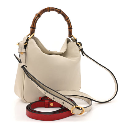 Gucci Softy Wonka Textured Dollar Calfskin Small Diana Shoulder Bag Mystic White Hibiscus Red 3 of 10