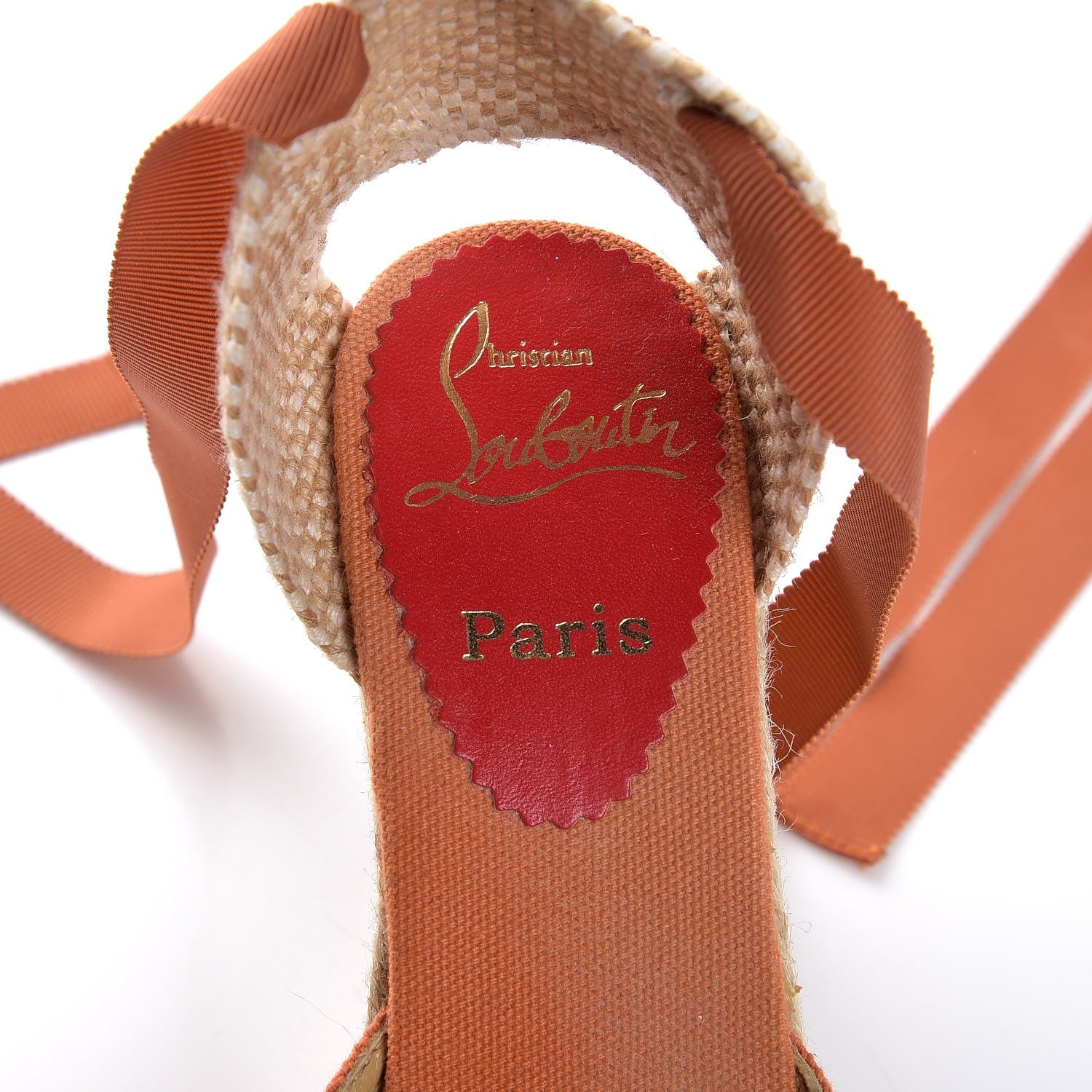 Christian Louboutin Canvas Brigitte Wedge Espadrille 36 Orange 10 of 12