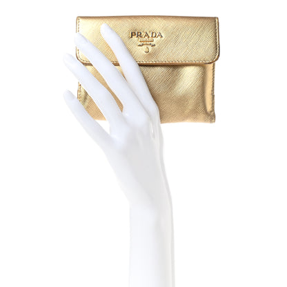 Prada Metallic Saffiano Compact Flap Wallet Gold 4 of 14