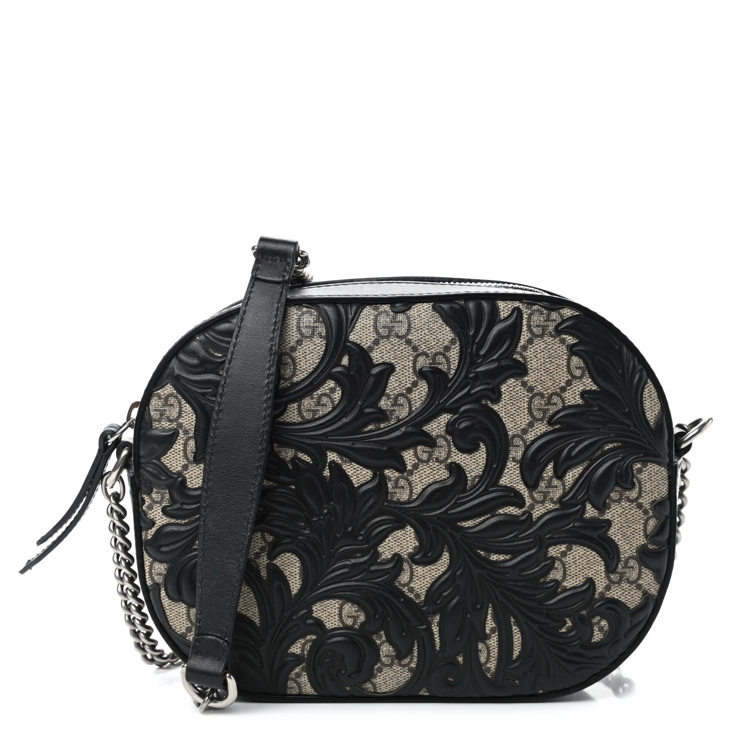 Gucci GG Supreme Monogram Arabesque Mini Chain Shoulder Bag Beige Black 1 of 7