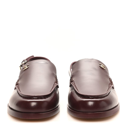 Chanel Shiny Calfskin Slingback Loafers 38 Burgundy 3 of 10