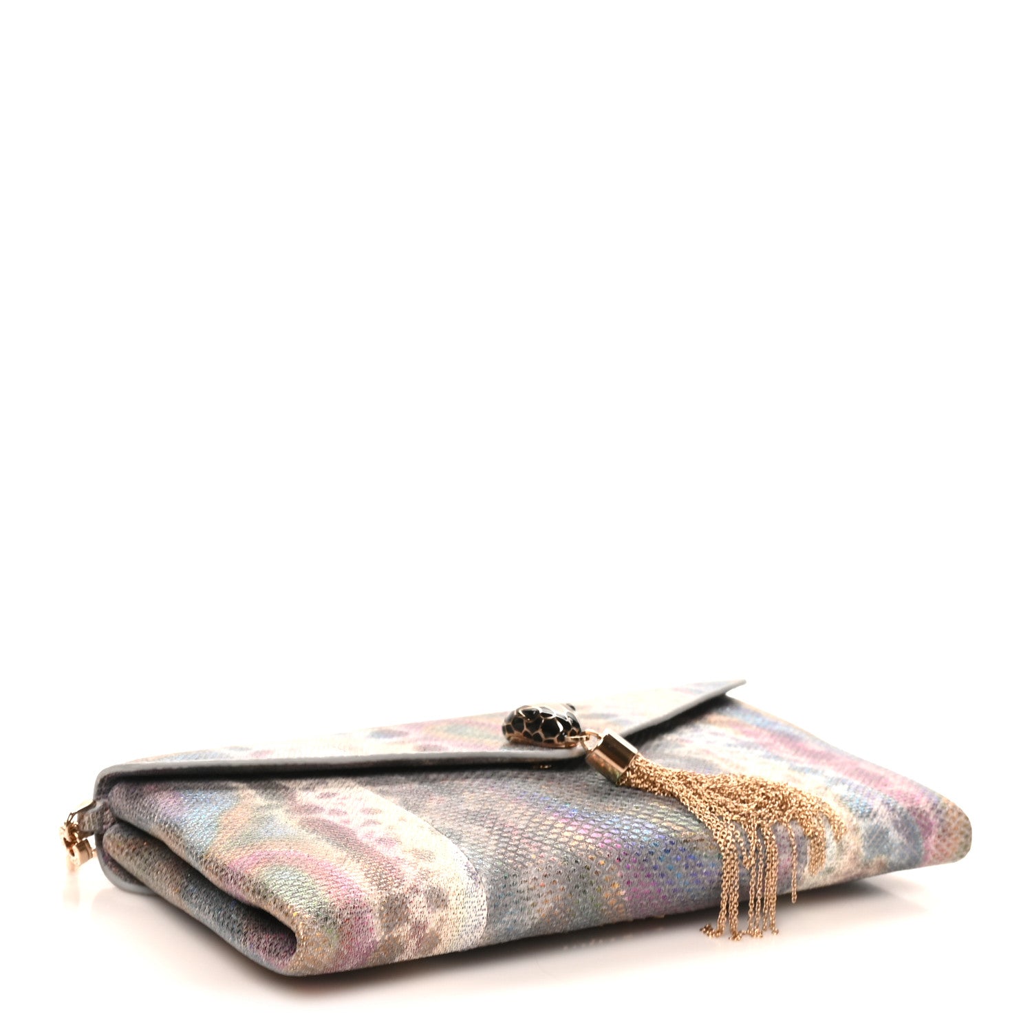 Bulgari Karung Calfskin Serpenti Forever Long Wallet Blue Brown 4 of 10