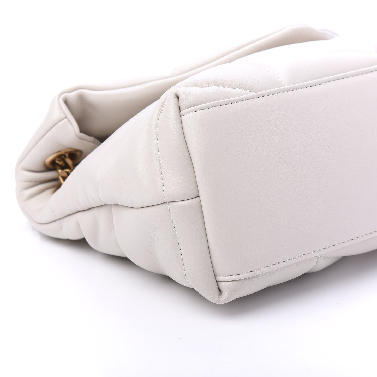Lambskin Quilted Small Loulou Puffer Monogram Chain Satchel Crema Soft