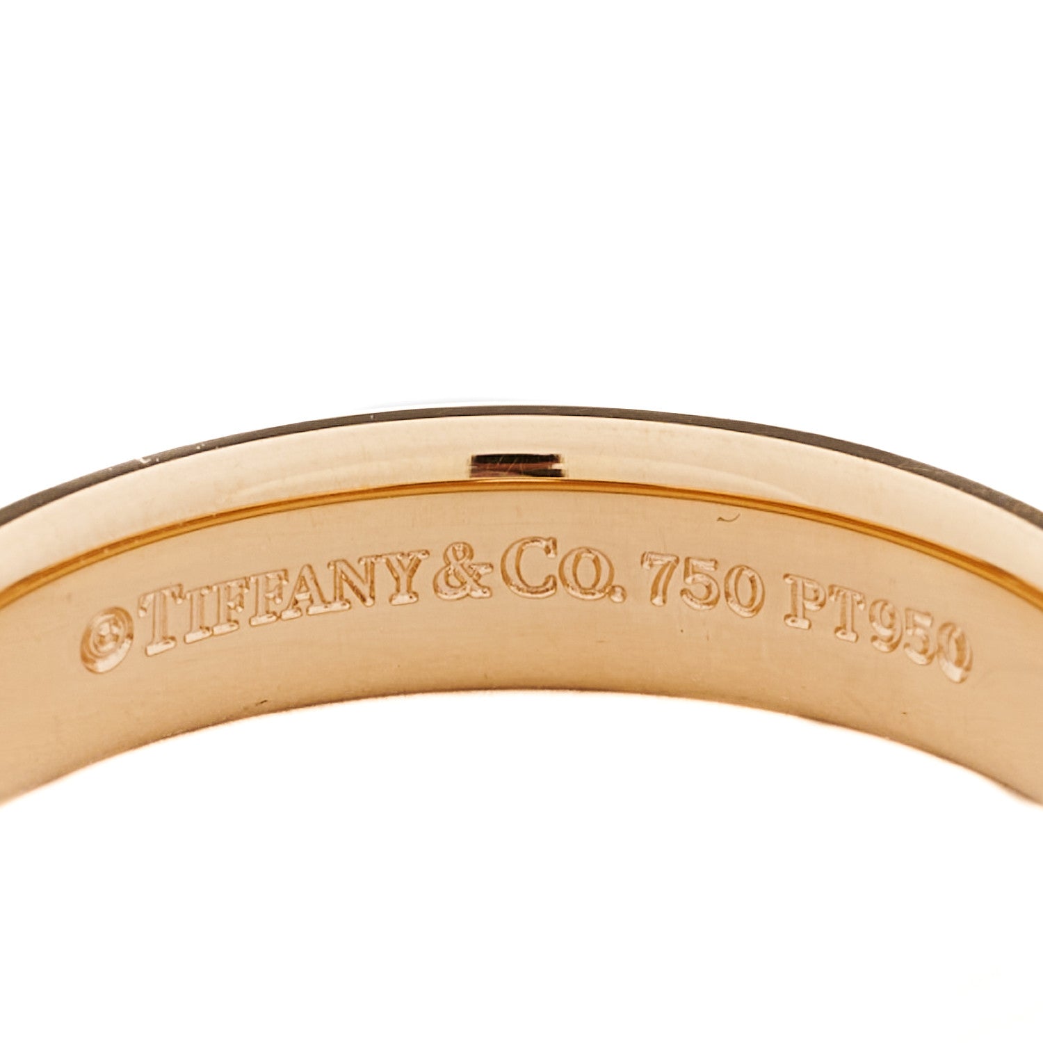 Tiffany Platinum 18K Yellow Gold Lucida 4mm Band Ring 50 5.5 4 of 5