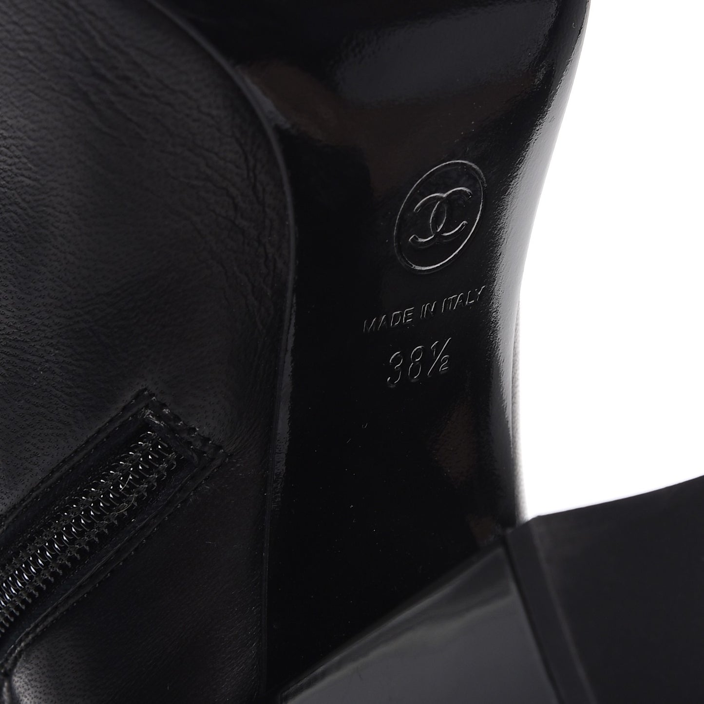 Lambskin Cap Toe High Boots 38.5 Black