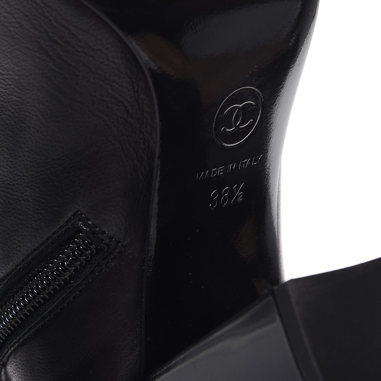 Chanel Lambskin Cap Toe High Boots 38.5 Black 6 of 9
