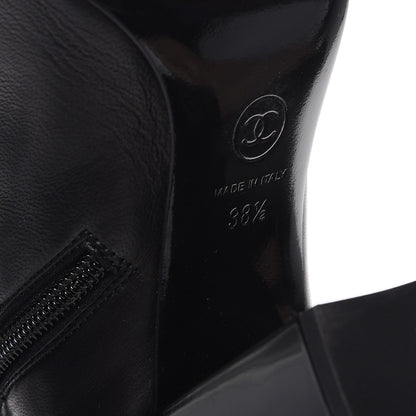 Chanel Lambskin Cap Toe High Boots 38.5 Black 6 of 9
