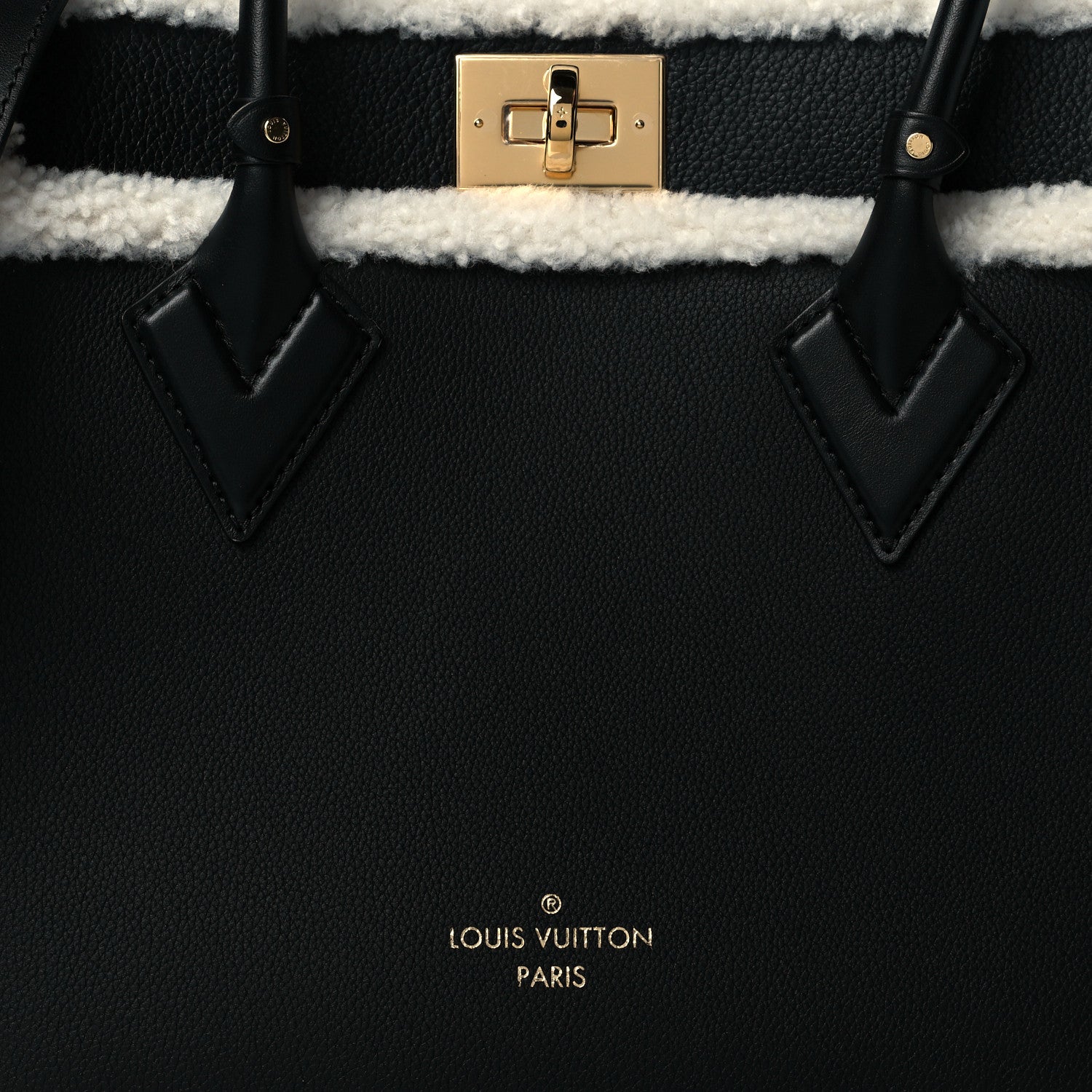 Louis Vuitton Grained Calfskin Shearling On My Side MM Black 6 of 8