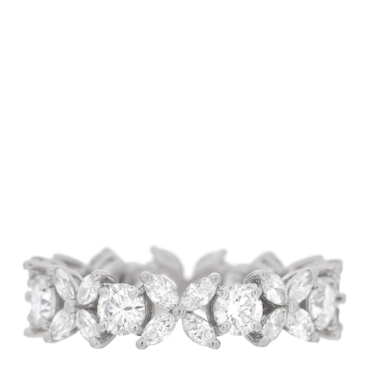 Tiffany Platinum Diamond Victoria Alternating Band Ring 50 5.5 1 of 4