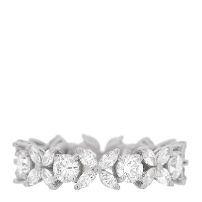Tiffany Platinum Diamond Victoria Alternating Band Ring 50 5.5 1 of 4