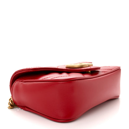 Gucci Calfskin Matelasse Super Mini GG Marmont Shoulder Bag Hibiscus Red 4 of 11