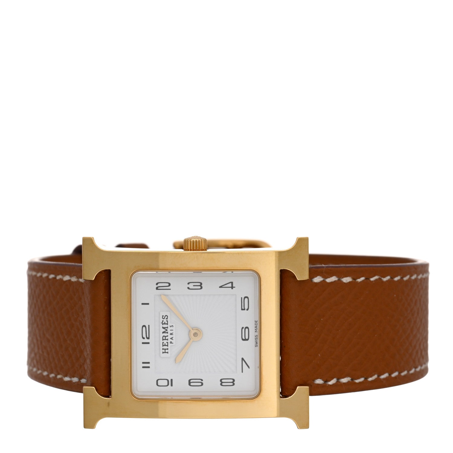 Hermes Stainless Steel Epsom 26mm Heure H Hour Quartz Watch Gold 2 of 5