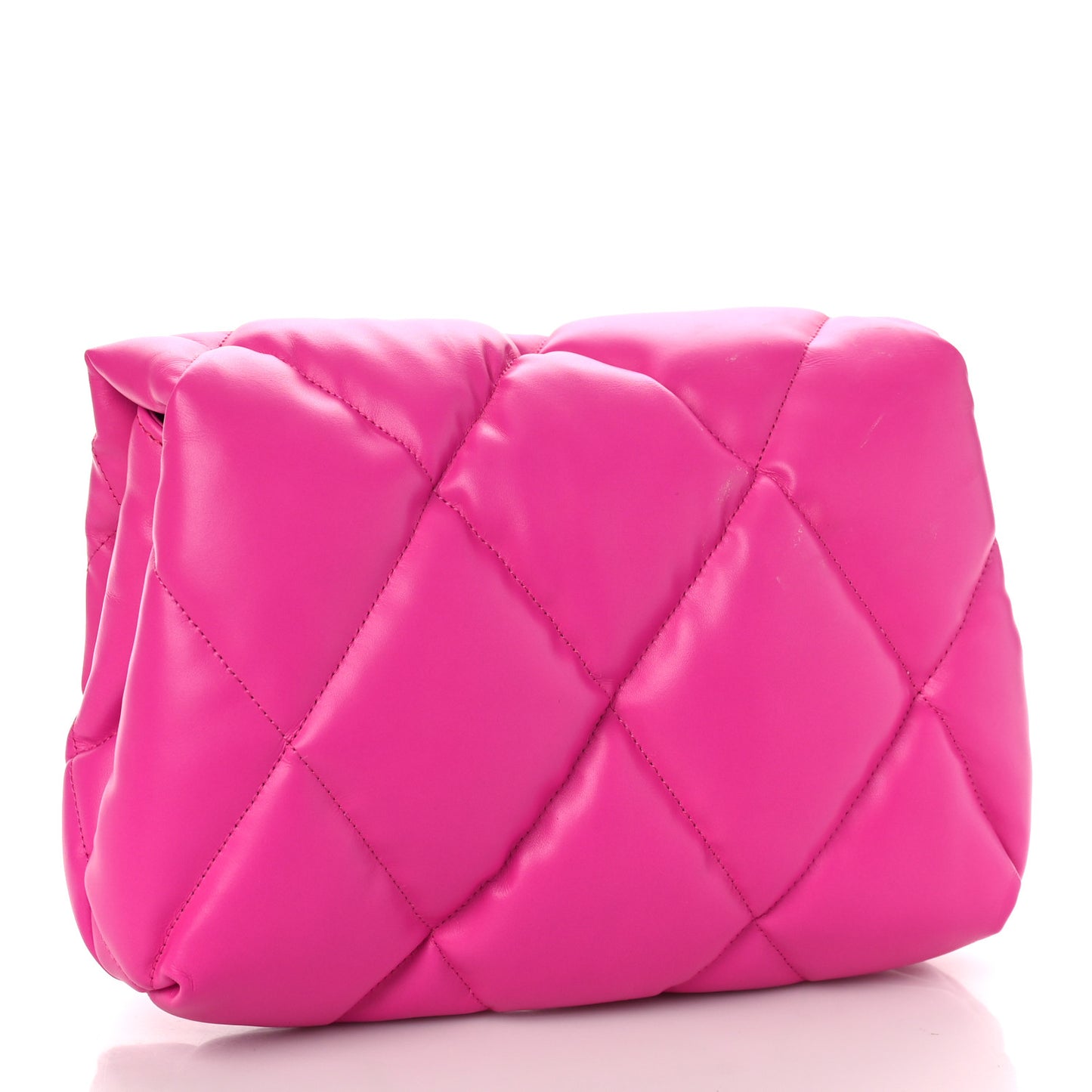 Nappa Calfskin Quilted Touch B Puffy Clutch Fuchsia