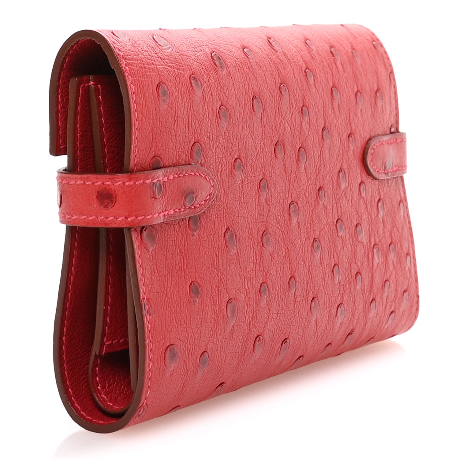 Hermes Ostrich Kelly Medium Wallet Rouge Vif 3 of 8