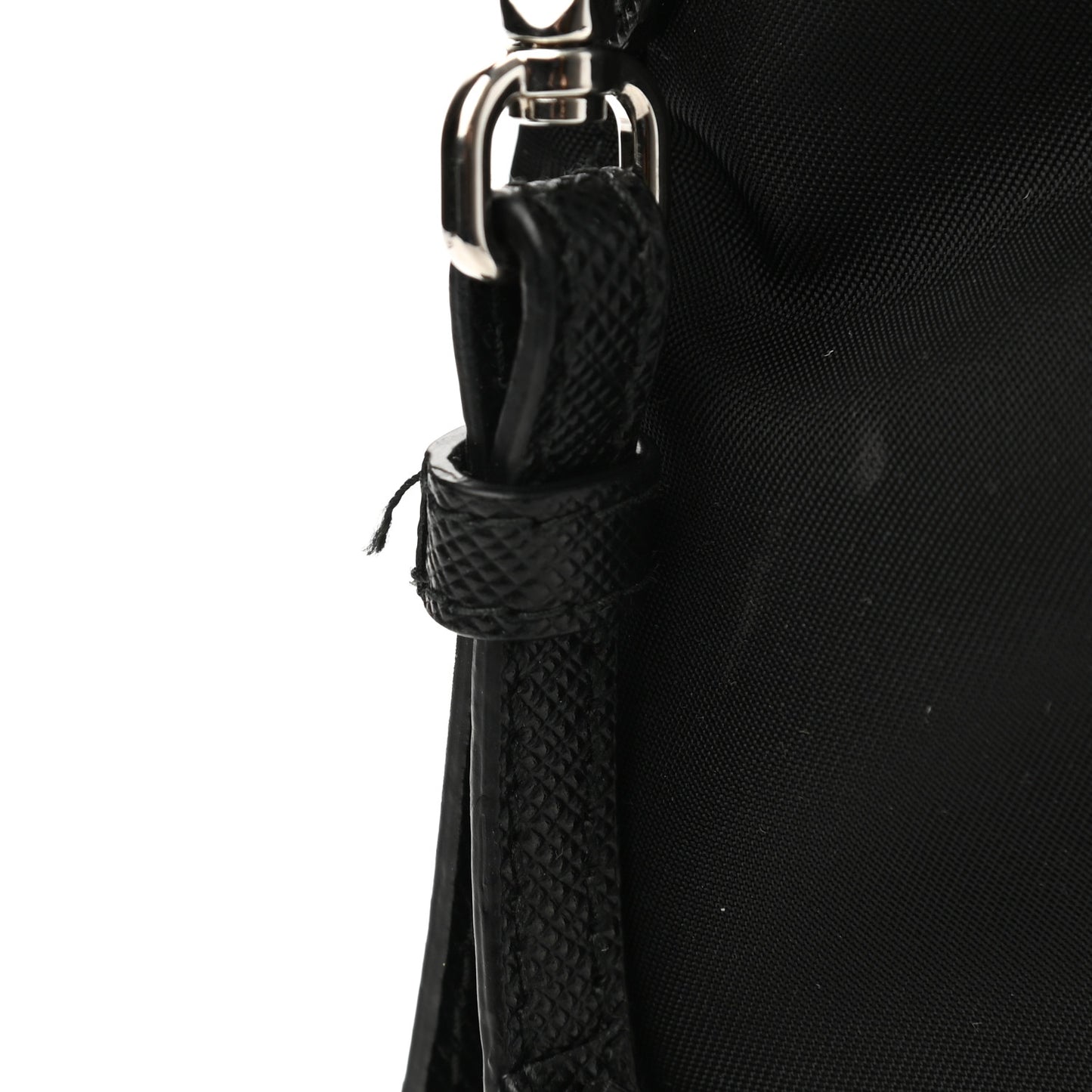 Saffiano Tessuto Nylon Vela Bucket Wristlet Black