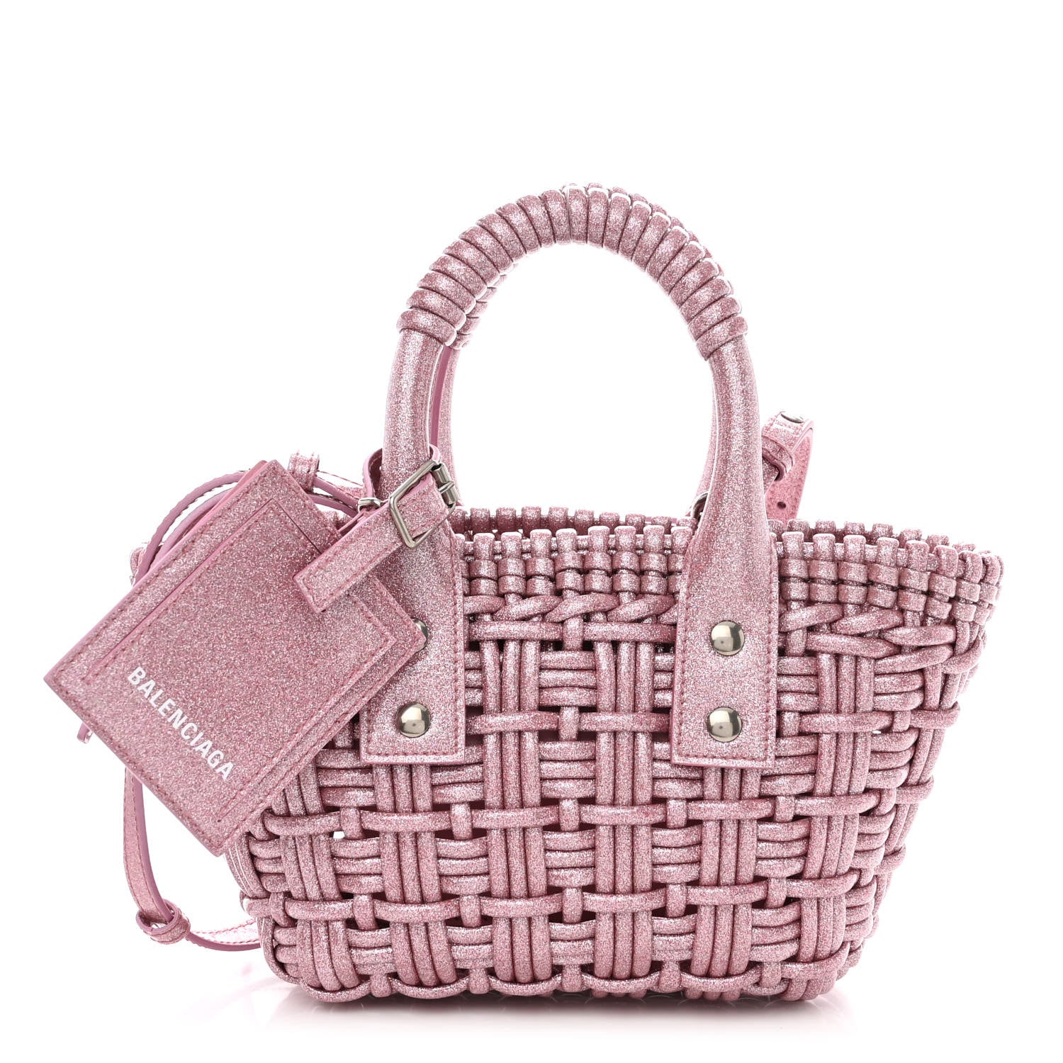 Balenciaga Glitter Faux Calfskin XXS Bistro Basket Pink 1 of 10