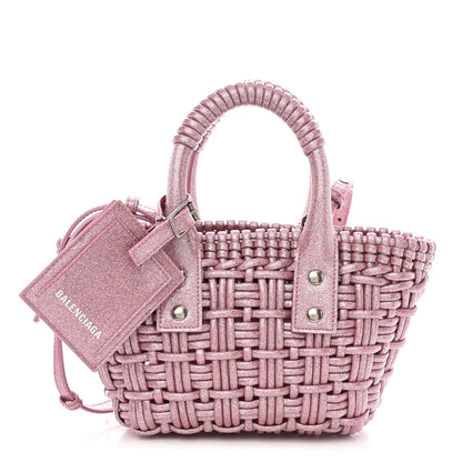 Balenciaga Glitter Faux Calfskin XXS Bistro Basket Pink 1 of 10