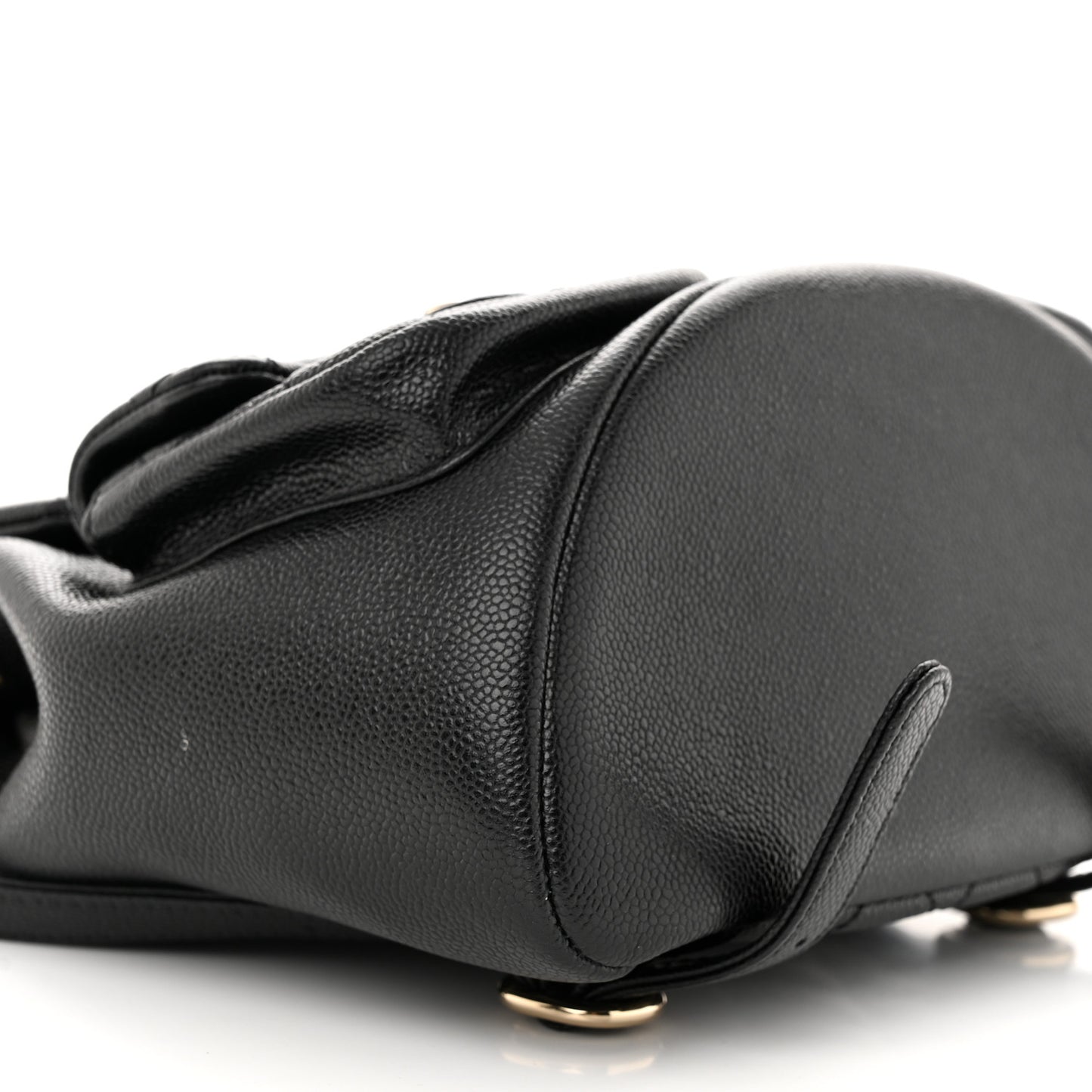 Shiny Caviar Quilted Medium Duma Pockets Drawstring Backpack Black