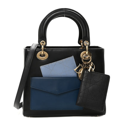 Christian Dior Calfskin Pockets Medium Lady Dior Blue 1 of 10