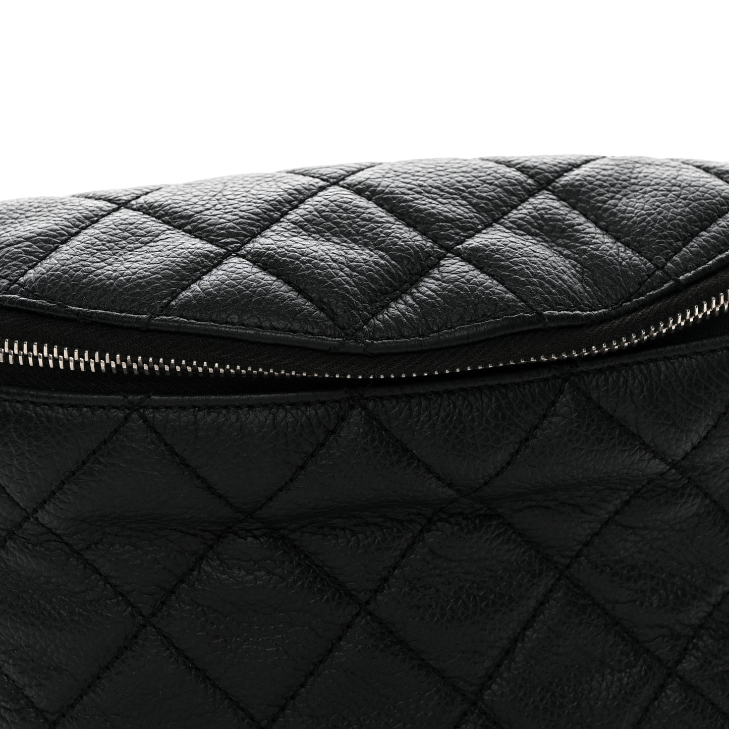 Grained Calfskin Quilted Waist Belt Bag Black